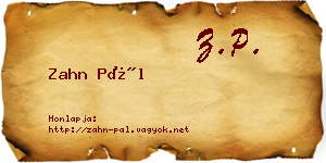 Zahn Pál névjegykártya